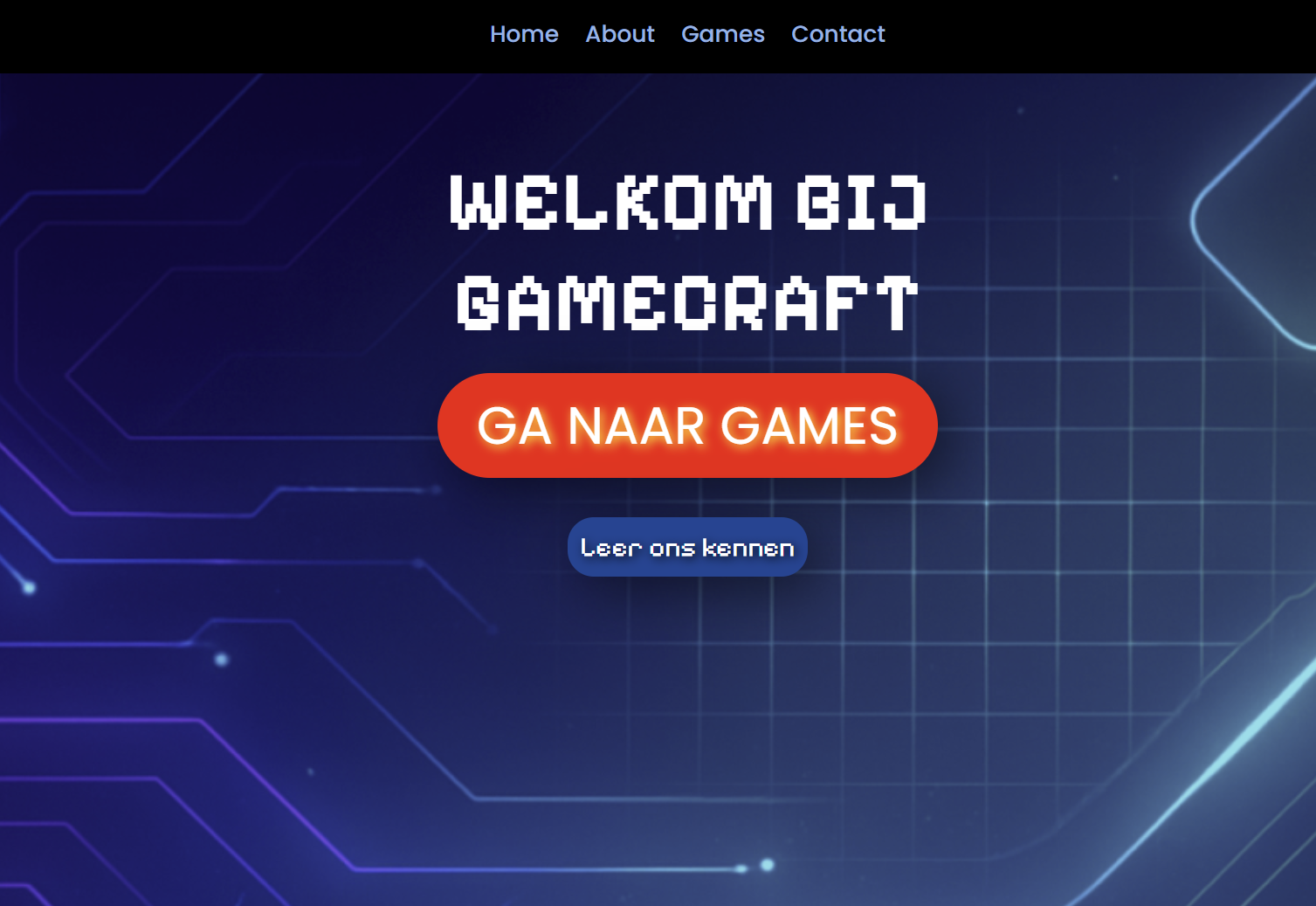Screenshot van website voor mijn game